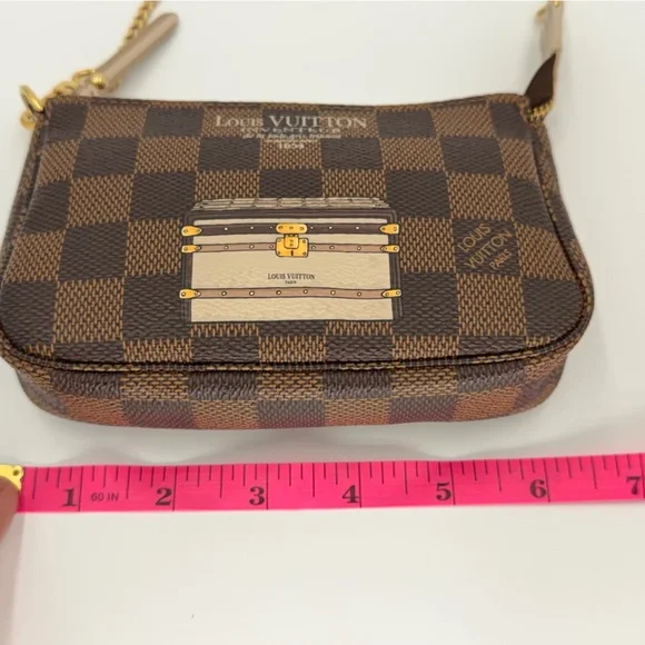 LV Limited Edition Mini Pochette Accessories in Damier Ebene “Trunks and Locks” - Picture 5 of 11